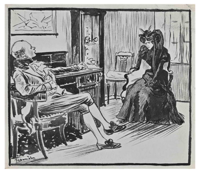 pierre georges jeanniot conversation ink drawing early 20th century 4758