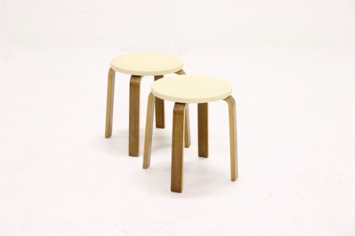 plywood stools by cor alons for gouda den boer 1950s set of 2 8