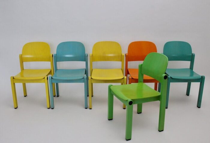 pop art multicolored dining chairs 1980s set of 6 1