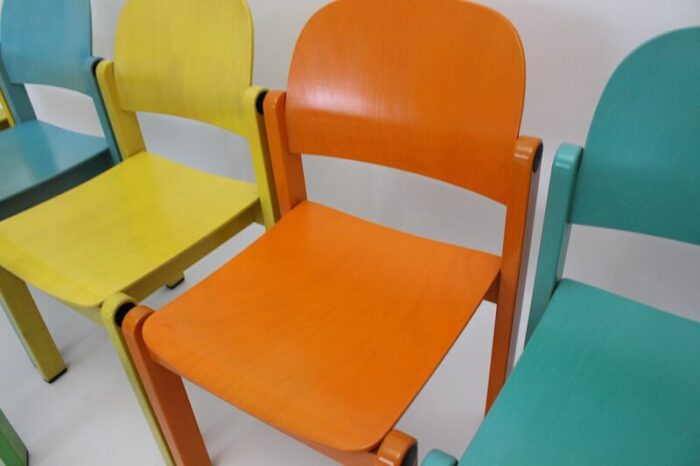 pop art multicolored dining chairs 1980s set of 6 10