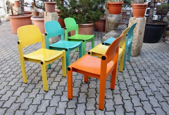 pop art multicolored dining chairs 1980s set of 6 3