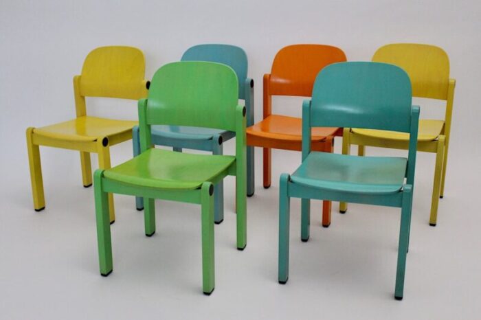 pop art multicolored dining chairs 1980s set of 6 4