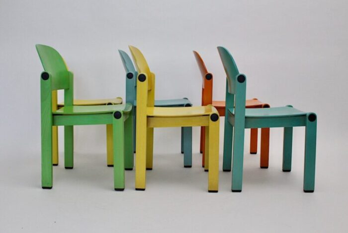 pop art multicolored dining chairs 1980s set of 6 5