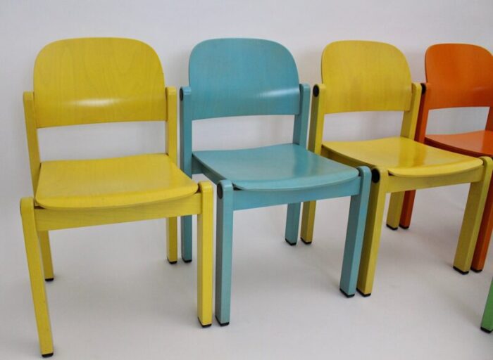 pop art multicolored dining chairs 1980s set of 6 9