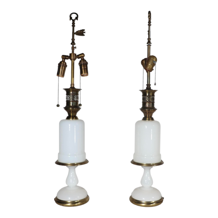 pr opalene glass and brass table lamps by warren kessler c 19601970s 9714