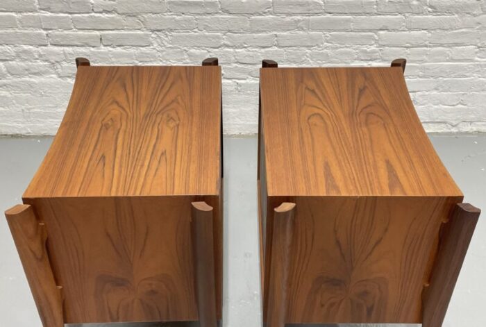 rare pair teak tambour mid century modern nightstands by jorgen clausen c 1950s 9124