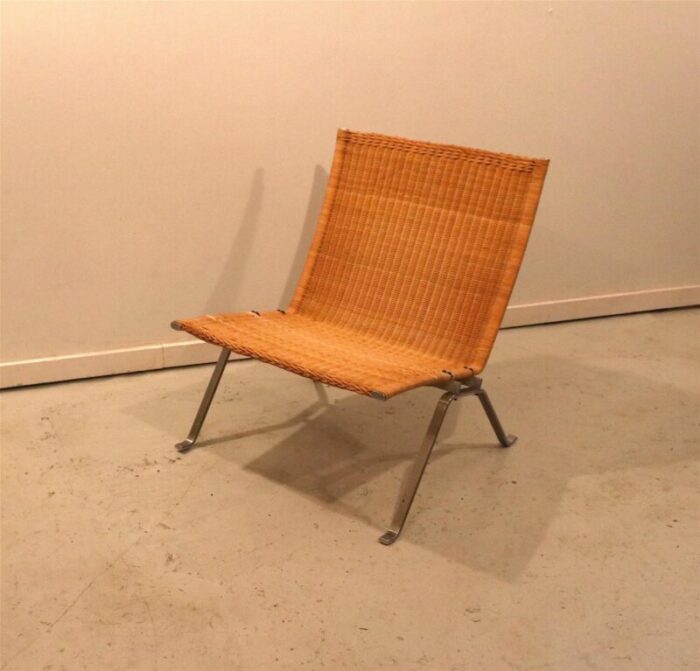 rattan and wicker pk22 lounge chair by poul kjaerholm for fritz hansen 1982 1