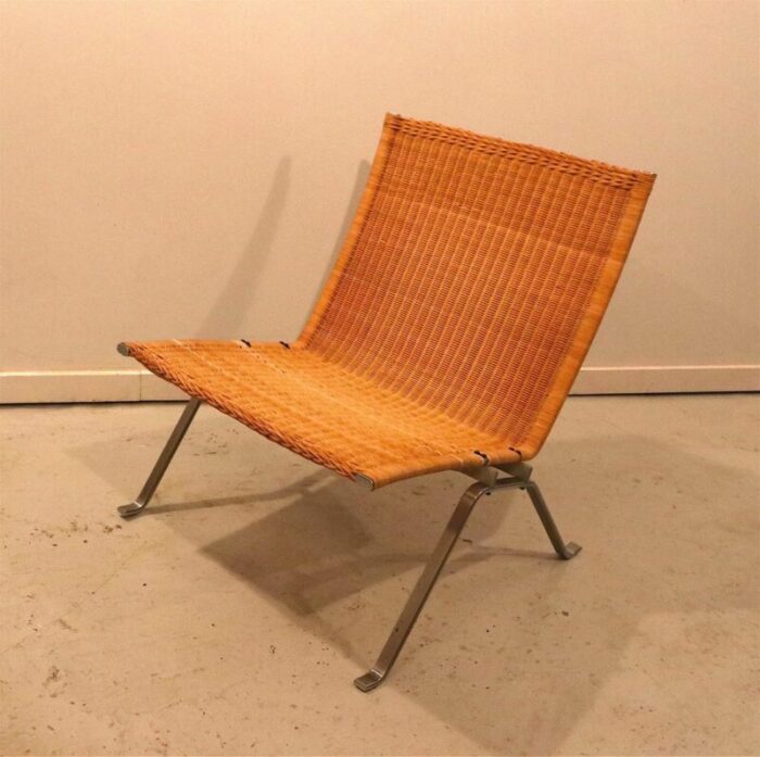 rattan and wicker pk22 lounge chair by poul kjaerholm for fritz hansen 1982 6