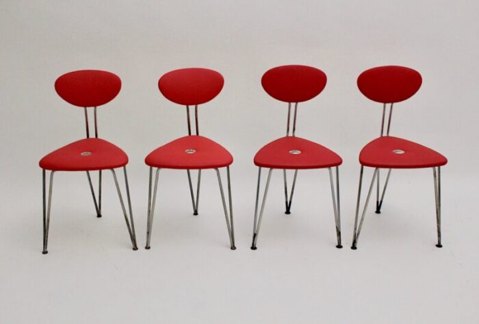 red lounge chairs by guenter talos 1950s set of 4 1