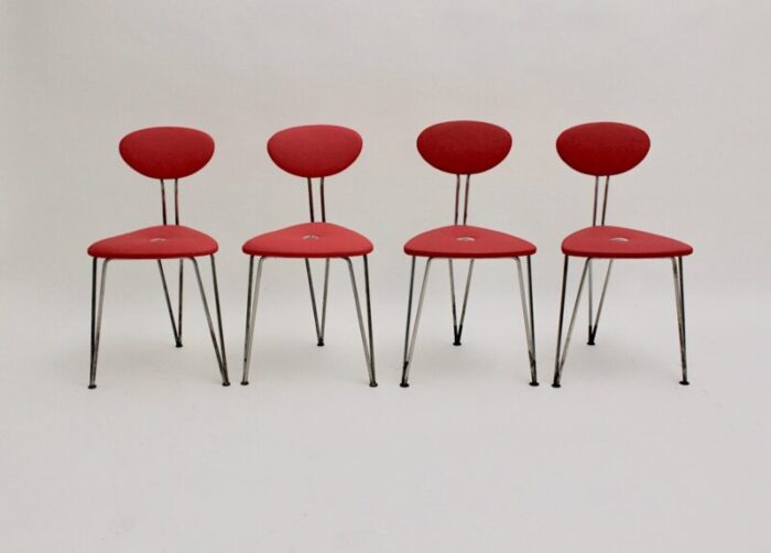 red lounge chairs by guenter talos 1950s set of 4 2