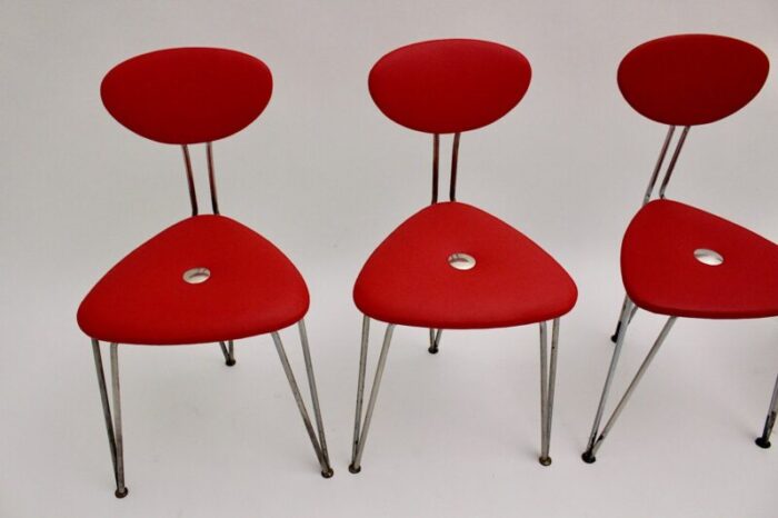 red lounge chairs by guenter talos 1950s set of 4 3