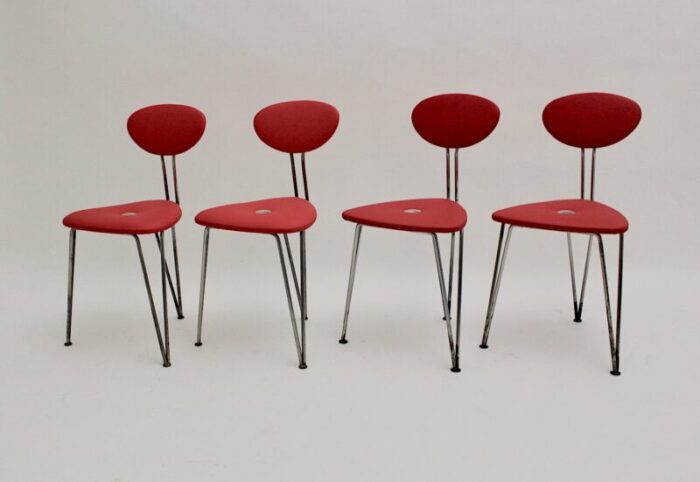 red lounge chairs by guenter talos 1950s set of 4 5