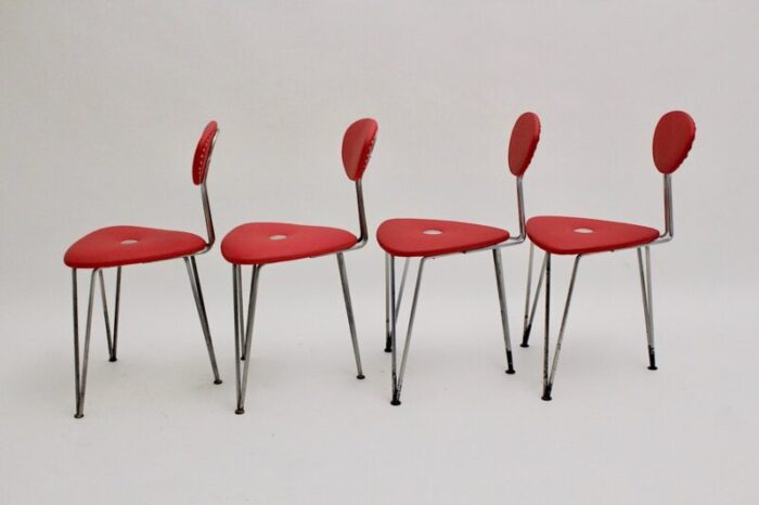 red lounge chairs by guenter talos 1950s set of 4 6