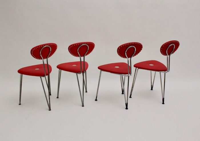 red lounge chairs by guenter talos 1950s set of 4 7