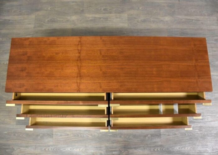 refinished walnut and brass dresser by glenn of california 5432