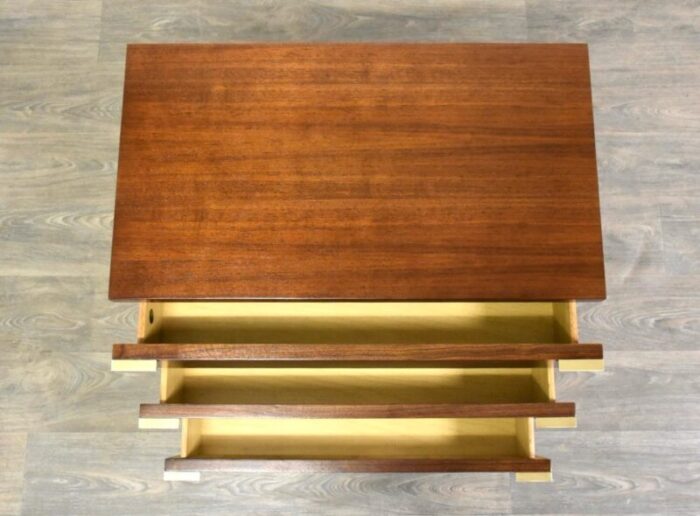 refinished walnut and brass dresser chest by glenn of california 7546