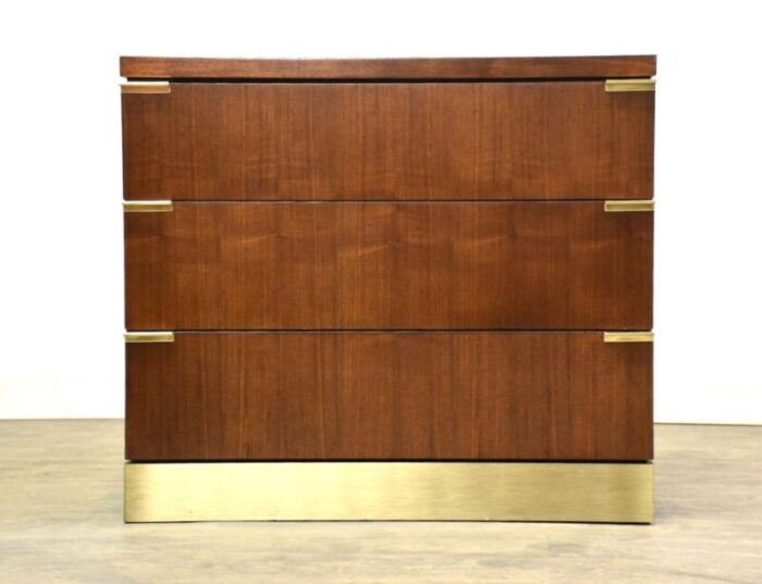 refinished walnut and brass dresser chest by glenn of california 8061