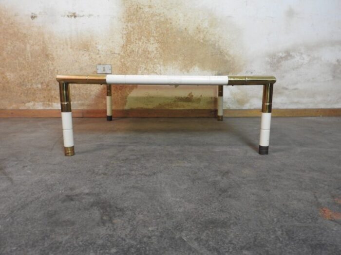 regency style brass and smoked glass coffee table from banci 1970s 4