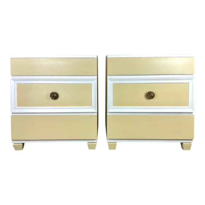 restored 1940s commodes chests in butter yellow antique white 1933