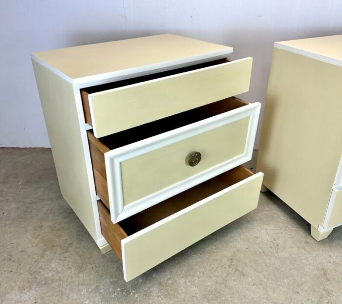 restored 1940s commodes chests in butter yellow antique white 3880