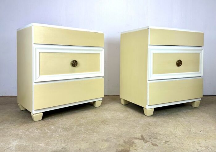 restored 1940s commodes chests in butter yellow antique white 4293