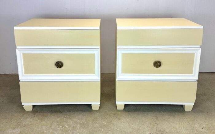 restored 1940s commodes chests in butter yellow antique white 5359