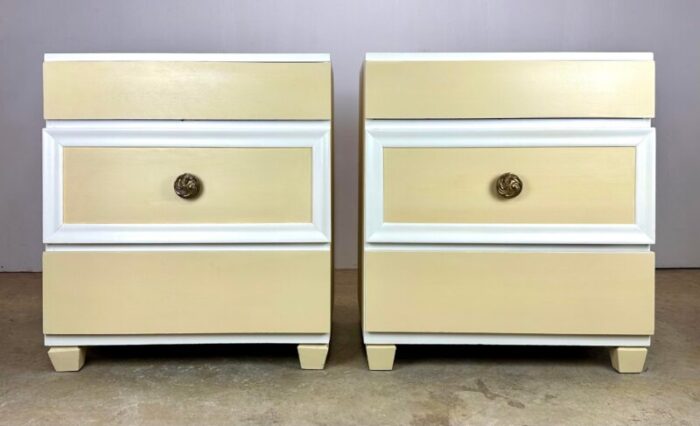 restored 1940s commodes chests in butter yellow antique white 9873