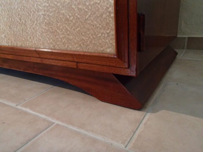 rosewood cabinet with showcase framed in wrought iron doors with raylike plastic cover 1930s 9