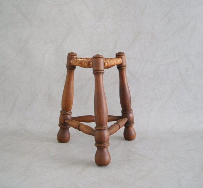 rush braided tripod stool 1960s 8