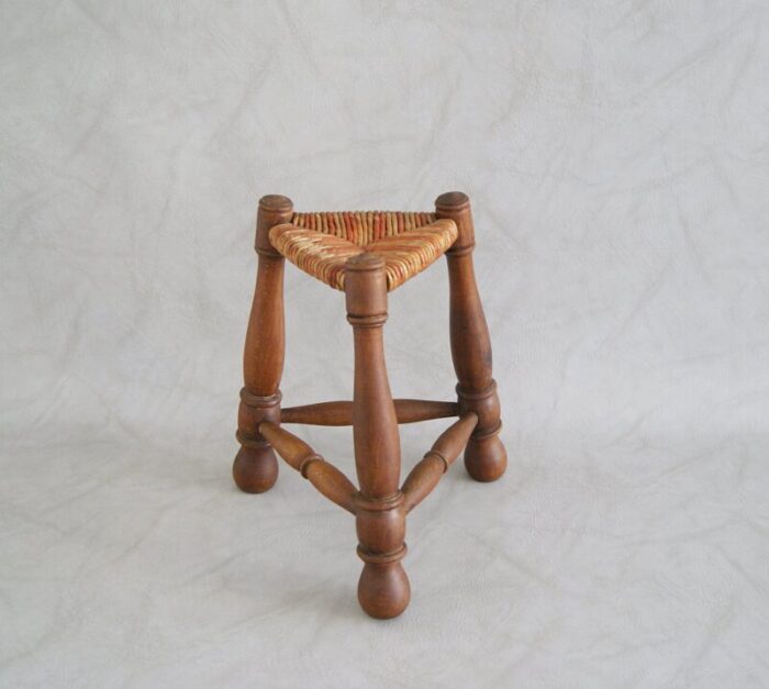 rush braided tripod stool 1960s 9