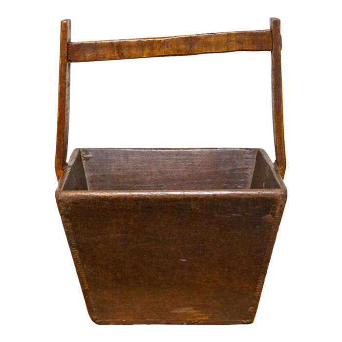 rustic chinese wooden basket 0684