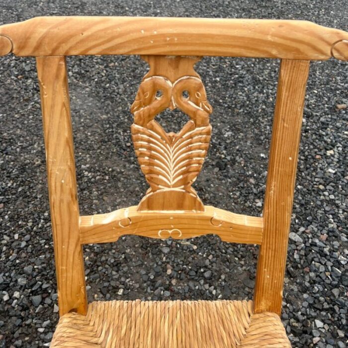 rustic pine farmhouse swan carved dining chairs set of 4 2874