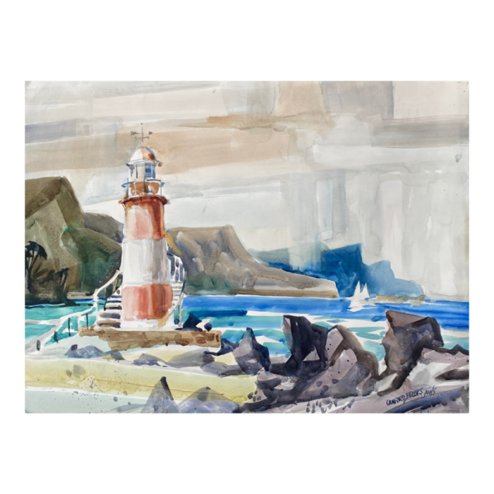 sanford brooks lighthouse coastal watercolor 2621