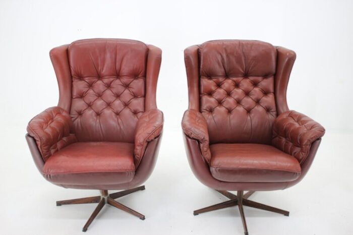 scandinavian leather armchairs from peem 1970s set of 2 1