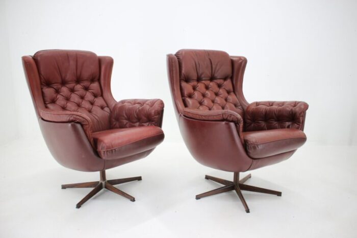 scandinavian leather armchairs from peem 1970s set of 2 3