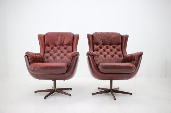 scandinavian leather armchairs from peem 1970s set of 2 6