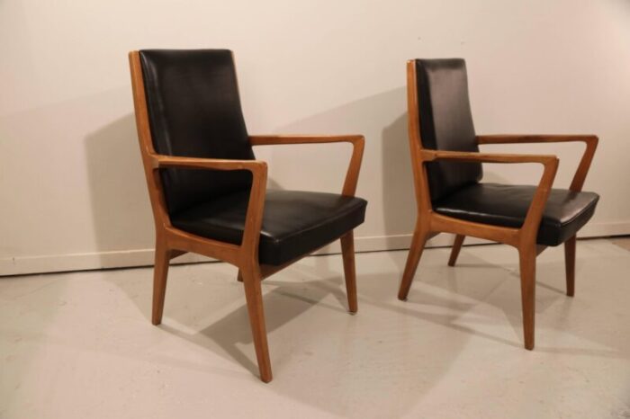 scandinavian leather side chairs 1960s set of 2 1