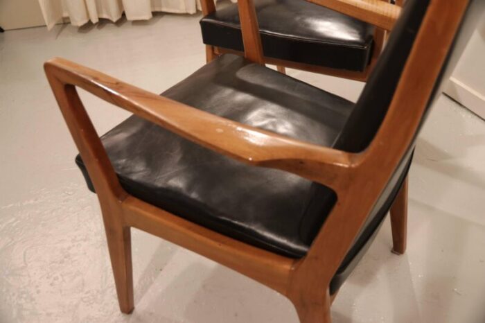 scandinavian leather side chairs 1960s set of 2 3