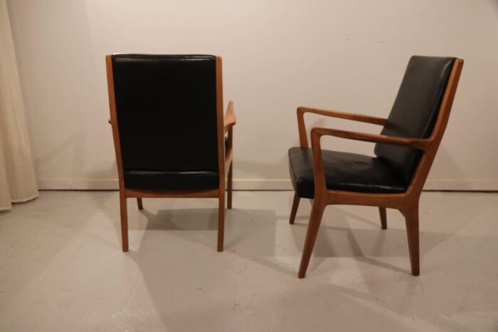 scandinavian leather side chairs 1960s set of 2 5