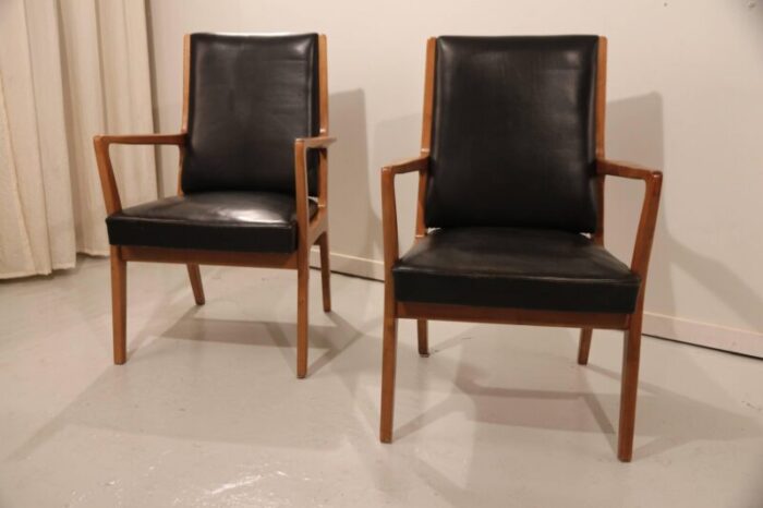 scandinavian leather side chairs 1960s set of 2 7