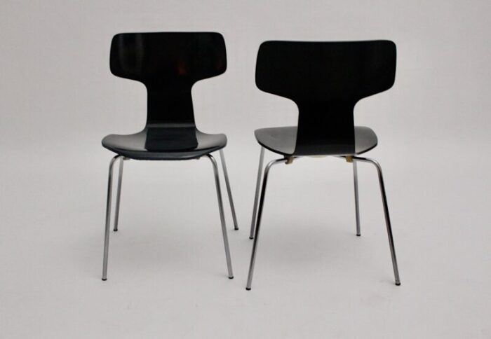 scandinavian modern black lounge chairs by arne jacobsen for fritz hansen 1970s set of 2 2