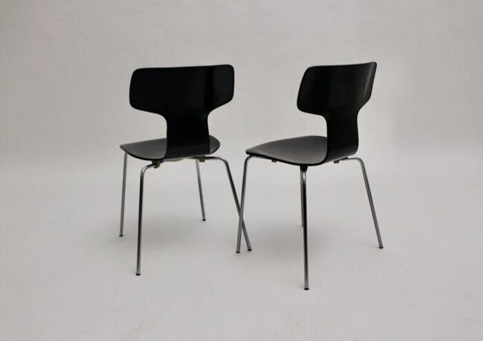 scandinavian modern black lounge chairs by arne jacobsen for fritz hansen 1970s set of 2 3