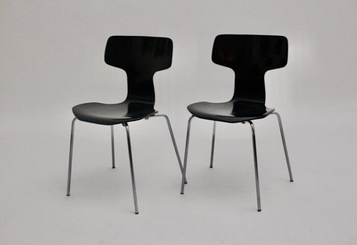 scandinavian modern black lounge chairs by arne jacobsen for fritz hansen 1970s set of 2 5