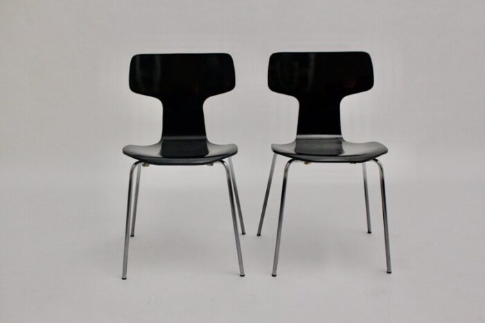 scandinavian modern black lounge chairs by arne jacobsen for fritz hansen 1970s set of 2 7