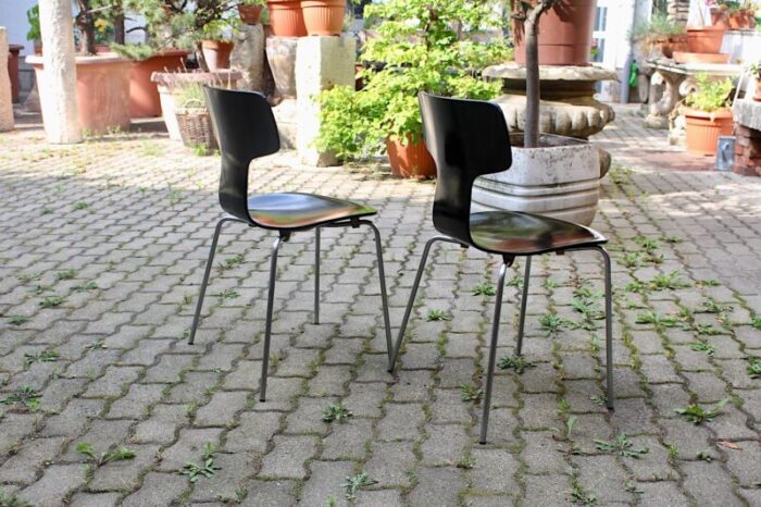 scandinavian modern black lounge chairs by arne jacobsen for fritz hansen 1970s set of 2 9