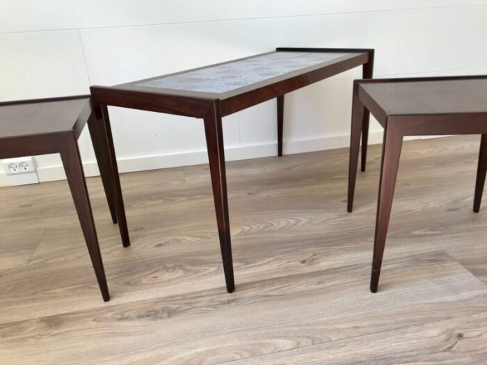 scandinavian modern nesting tables in teak oak 1970s set of 3 3