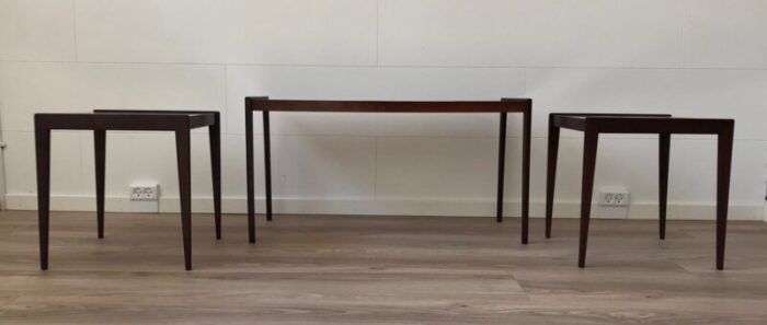 scandinavian modern nesting tables in teak oak 1970s set of 3 4