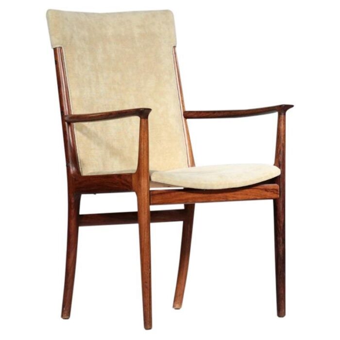 scandinavian rosewood velvet armchair by kai lyngfeldt larsen for soren willadsen 1960s 1