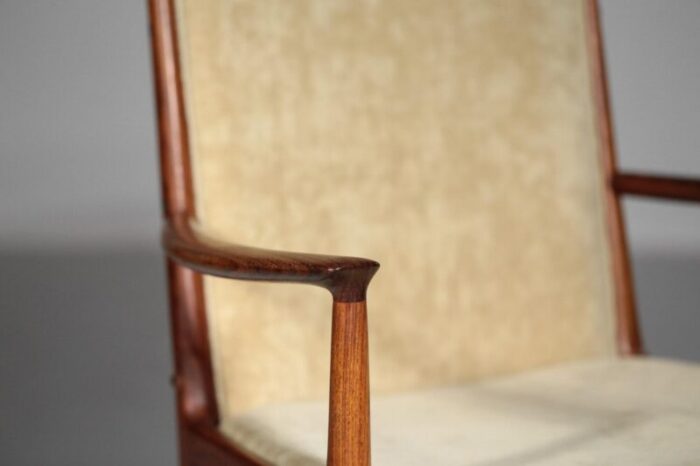 scandinavian rosewood velvet armchair by kai lyngfeldt larsen for soren willadsen 1960s 6