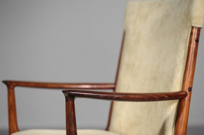 scandinavian rosewood velvet armchair by kai lyngfeldt larsen for soren willadsen 1960s 7